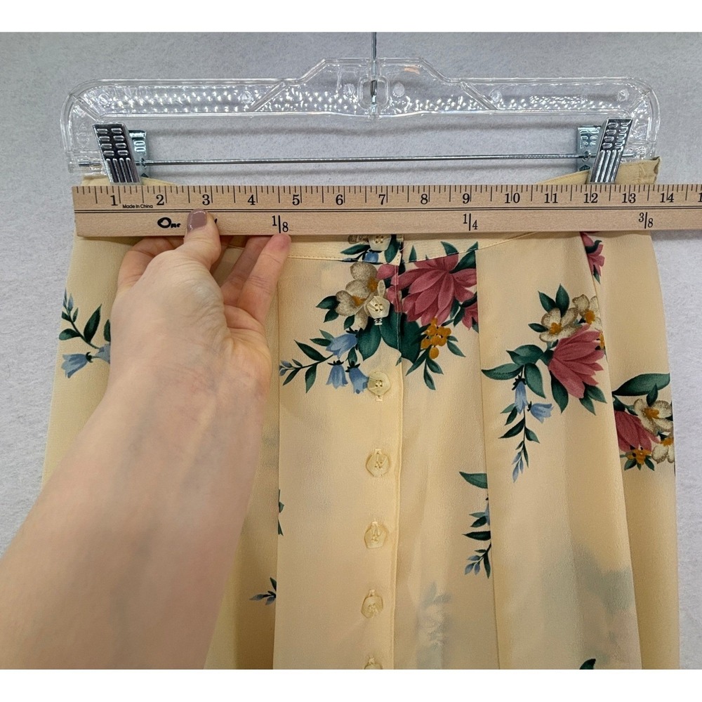 Rafaella Yellow Floral Button Skirt Cottagecore Vintage Romantic Midi size 8 - Picture 10 of 12